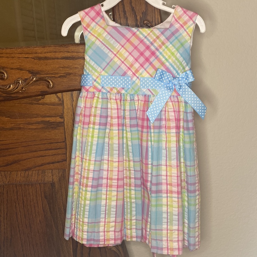 Rare, Too Spring‎ Summer Plaid Bow Ribbon Easter Dress